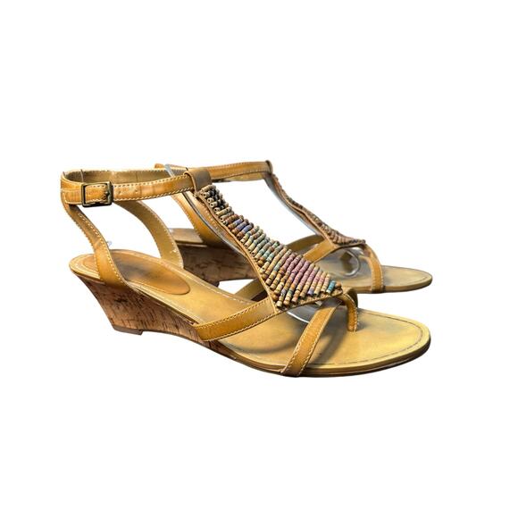 Nickels Pentup Wedge Sandals Cork Beads women’s size 7.5 - Picture 2 of 5